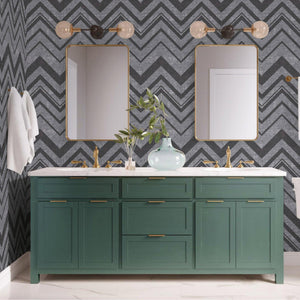 Luxury Gray Chevron Textured 3D Embossed Wallpaper, Contemporary Non-Woven Wall Covering, 41.7"W x 398"H, Washable Removable 