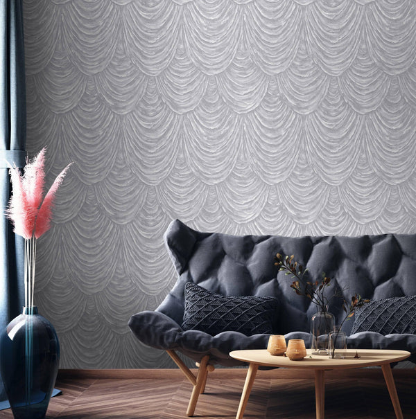 Luxury Gray Striped Textured Wallpaper, Premium Non-Woven Wall Covering, 41.7"W x 398"H, Washable Removable for Living Room B