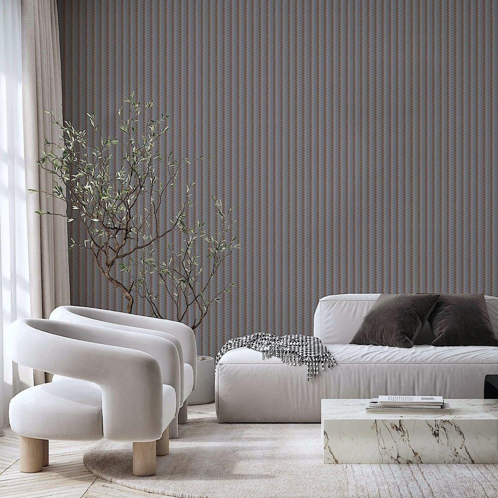 Luxury Copper Chevron Embossed 3D Embossed Wallpaper, Premium Non-Woven Wall Covering, 41.7"W x 614"H, Washable Removable for