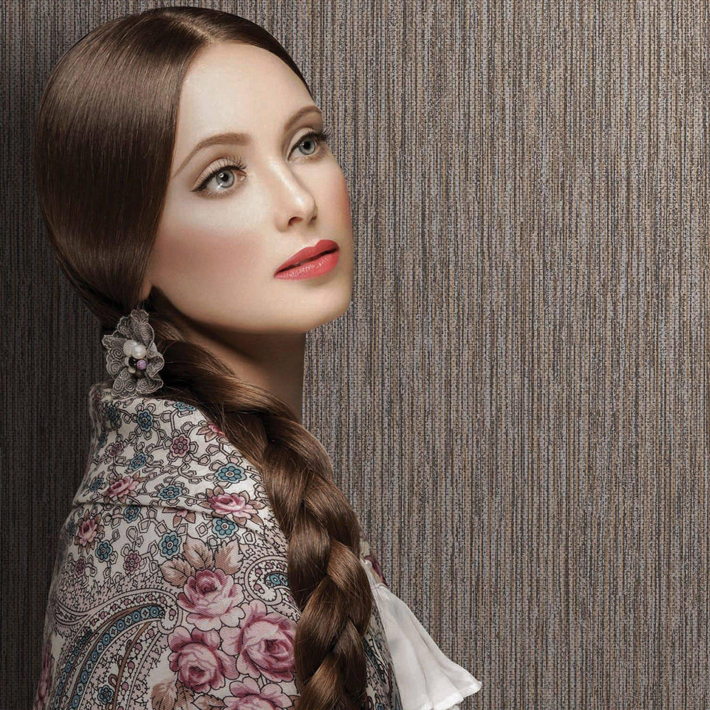 Luxury Tan Striped Stripe Textured Wallpaper, Elegant Non-Woven Wall Covering, 41.7"W x 614"H, Washable Removable for Living 