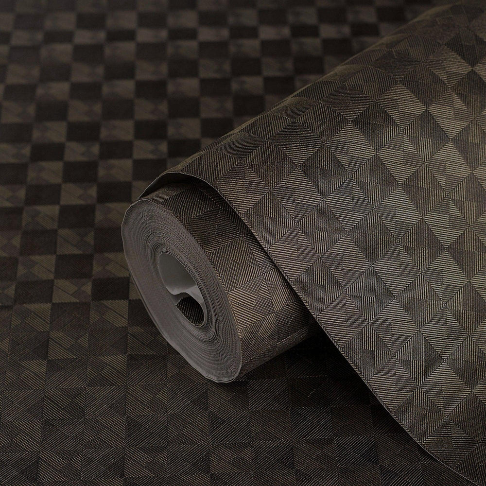 Luxury Tan Checkered Geometric 3D Embossed Wallpaper, Glam Non-Woven Wall Covering, 41.7"W x 614"H, Washable Removable for Li