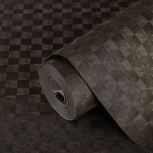 Luxury Tan Checkered Geometric 3D Embossed Wallpaper, Glam Non-Woven Wall Covering, 41.7"W x 614"H, Washable Removable for Li