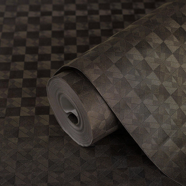 Luxury Tan Checkered Geometric 3D Embossed Wallpaper, Glam Non-Woven Wall Covering, 41.7"W x 614"H, Washable Removable for Li