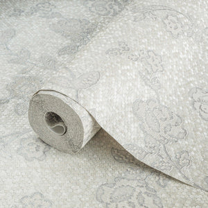 Luxury Gray Textured Embossed 3D Embossed Wallpaper, Premium Non-Woven Wall Covering, 41.7"W x 398"H, Washable Removable for 