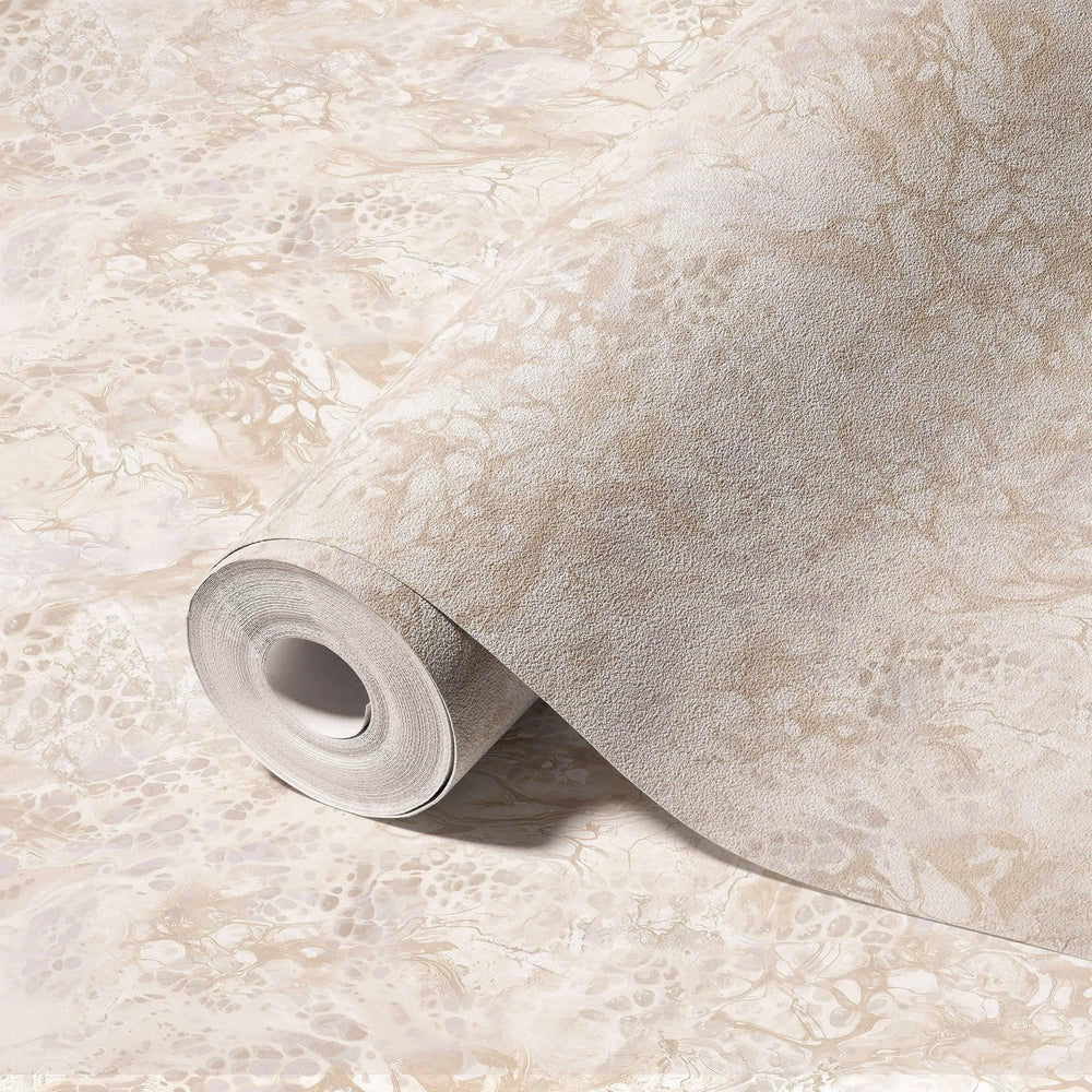 Luxury Beige Marble Stone Textured Wallpaper, Rustic Non-Woven Wall Covering, 41.7"W x 614"H, Washable Removable for Living R
