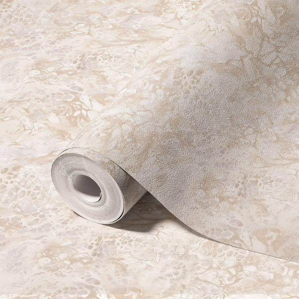 Luxury Beige Marble Stone Textured Wallpaper, Rustic Non-Woven Wall Covering, 41.7"W x 614"H, Washable Removable for Living R