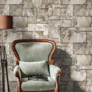 Luxury Beige Stone Embossed 3D Embossed Wallpaper, Rustic Non-Woven Wall Covering, 41.7"W x 398"H, Washable Removable for Liv