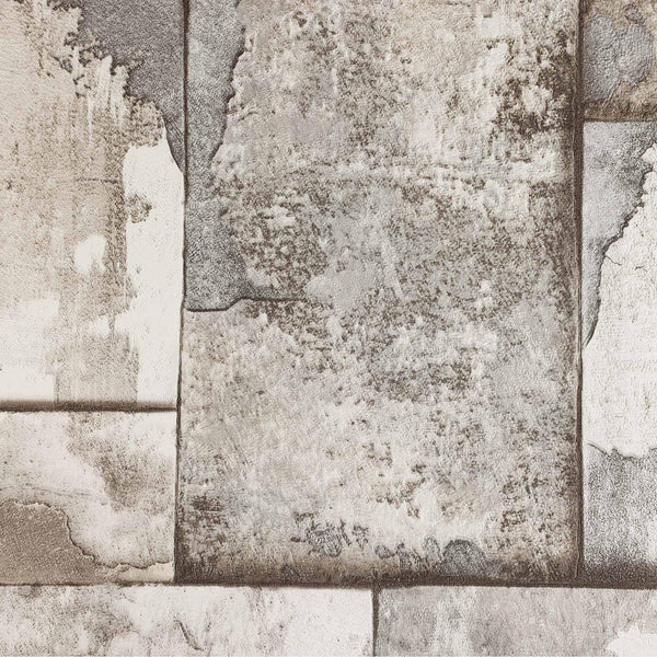 Luxury Beige Stone Embossed 3D Embossed Wallpaper, Rustic Non-Woven Wall Covering, 41.7"W x 398"H, Washable Removable for Liv