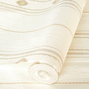 Luxury Cream Striped Stripe 3D Embossed Wallpaper, Victorian Non-Woven Wall Covering, 41.7"W x 398"H, Washable Removable for 