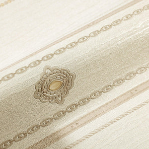 Luxury Cream Striped Stripe 3D Embossed Wallpaper, Victorian Non-Woven Wall Covering, 41.7"W x 398"H, Washable Removable for 