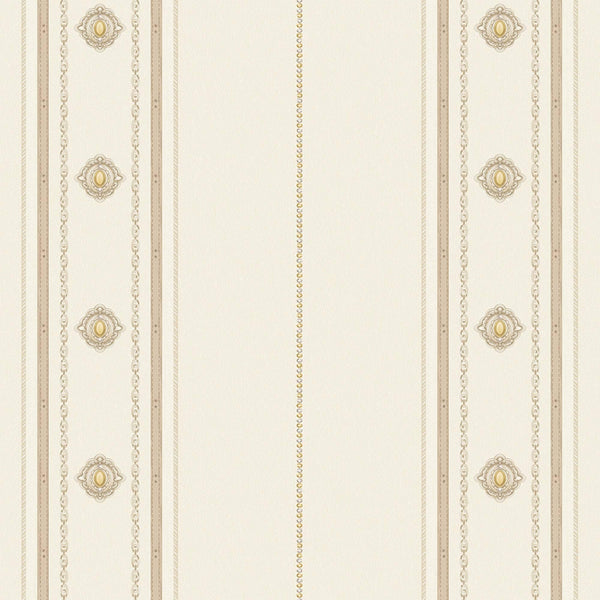 Luxury Cream Striped Stripe 3D Embossed Wallpaper, Victorian Non-Woven Wall Covering, 41.7"W x 398"H, Washable Removable for 