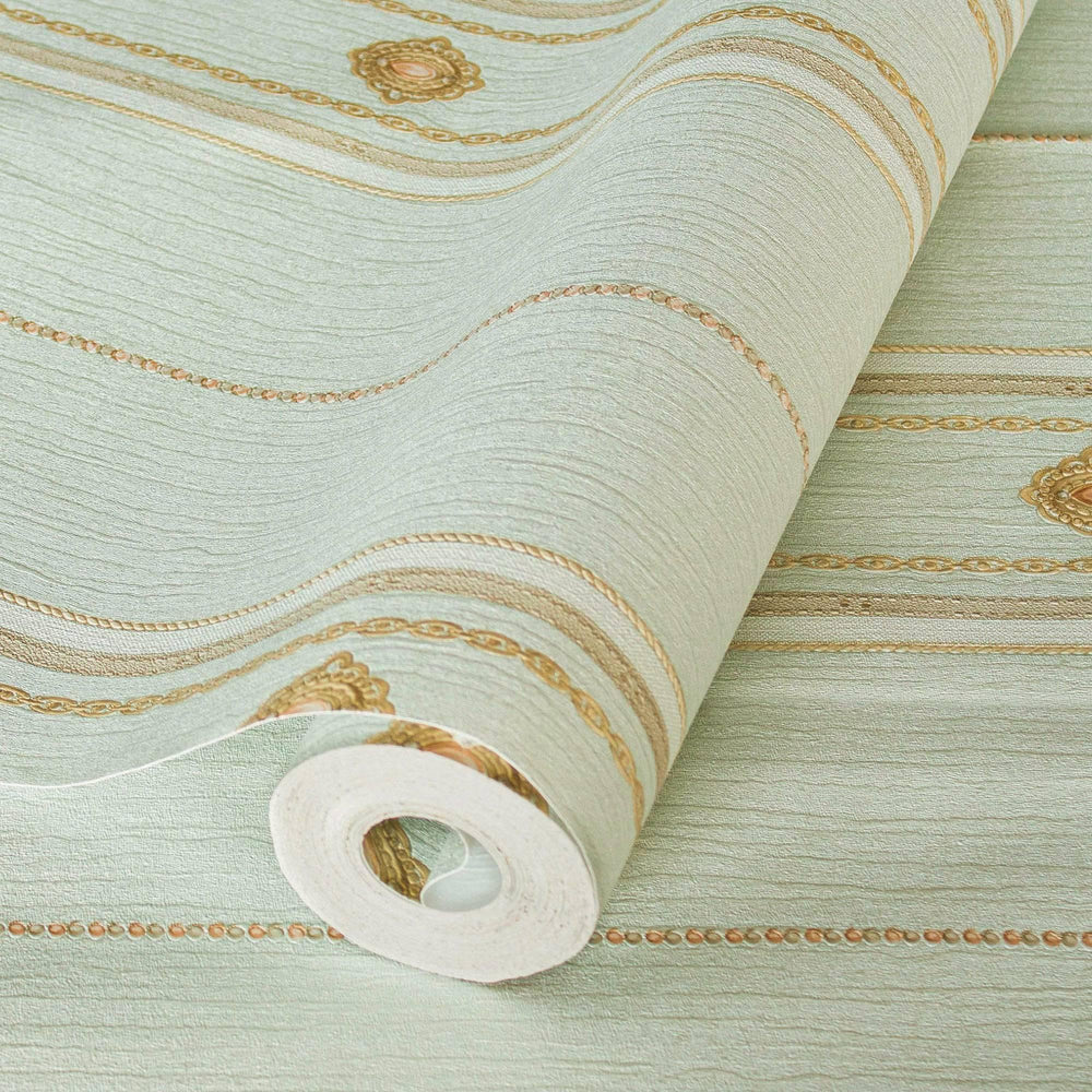 Luxury Gold Striped Stripe 3D Embossed Wallpaper, Coastal Non-Woven Wall Covering, 41.7"W x 398"H, Washable Removable for Liv