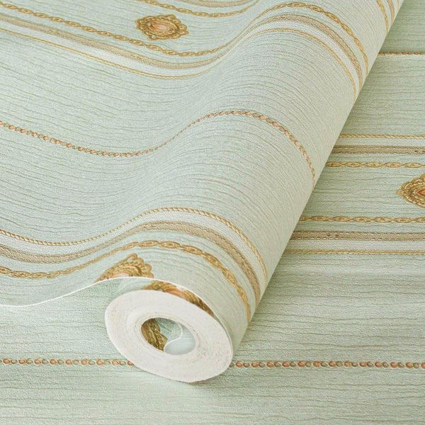Luxury Gold Striped Stripe 3D Embossed Wallpaper, Coastal Non-Woven Wall Covering, 41.7"W x 398"H, Washable Removable for Liv