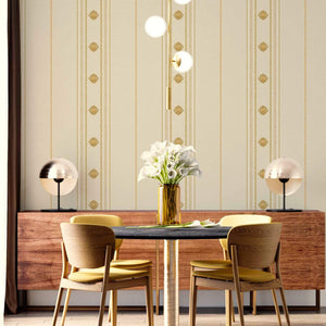 Luxury Gold Striped Stripe 3D Embossed Wallpaper, Victorian Non-Woven Wall Covering, 41.7"W x 398"H, Washable Removable for L
