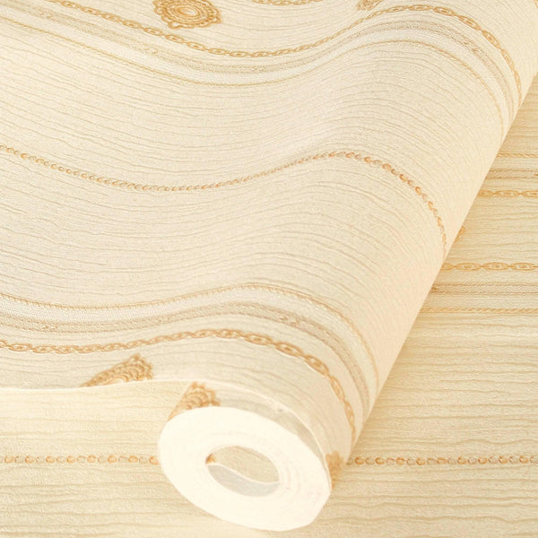 Luxury Gold Striped Stripe 3D Embossed Wallpaper, Victorian Non-Woven Wall Covering, 41.7"W x 398"H, Washable Removable for L