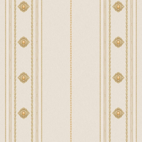 Luxury Gold Striped Stripe 3D Embossed Wallpaper, Victorian Non-Woven Wall Covering, 41.7"W x 398"H, Washable Removable for L