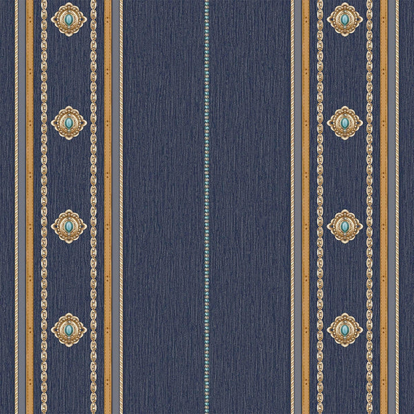 Luxury Blue Striped Stripe 3D Embossed Wallpaper, Boho Non-Woven Wall Covering, 41.7"W x 398"H, Washable Removable for Living