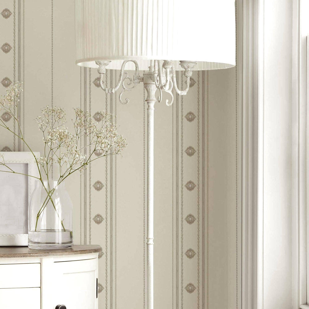 Luxury Silver Striped Stripe 3D Embossed Wallpaper, Country Non-Woven Wall Covering, 41.7"W x 398"H, Washable Removable for L