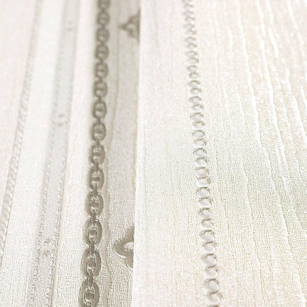 Luxury Silver Striped Stripe 3D Embossed Wallpaper, Country Non-Woven Wall Covering, 41.7"W x 398"H, Washable Removable for L