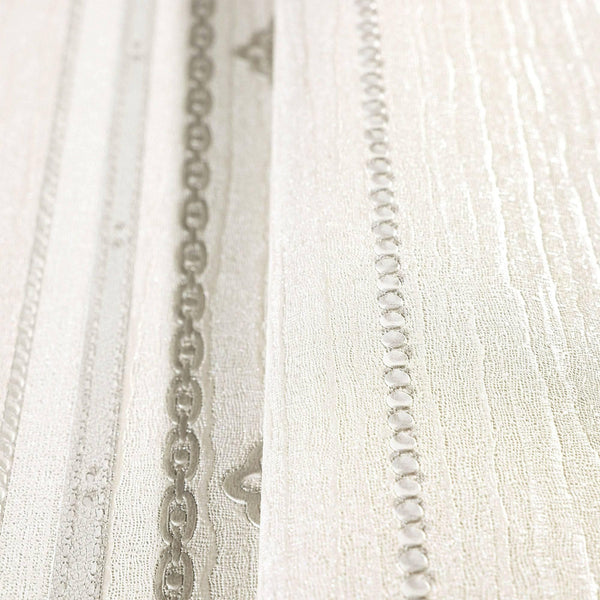 Luxury Silver Striped Stripe 3D Embossed Wallpaper, Country Non-Woven Wall Covering, 41.7"W x 398"H, Washable Removable for L