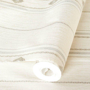 Luxury Silver Striped Stripe 3D Embossed Wallpaper, Country Non-Woven Wall Covering, 41.7"W x 398"H, Washable Removable for L