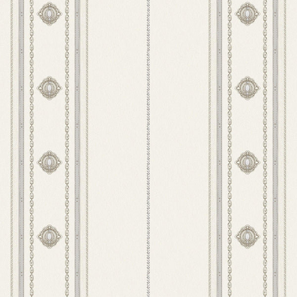 Luxury Silver Striped Stripe 3D Embossed Wallpaper, Country Non-Woven Wall Covering, 41.7"W x 398"H, Washable Removable for L
