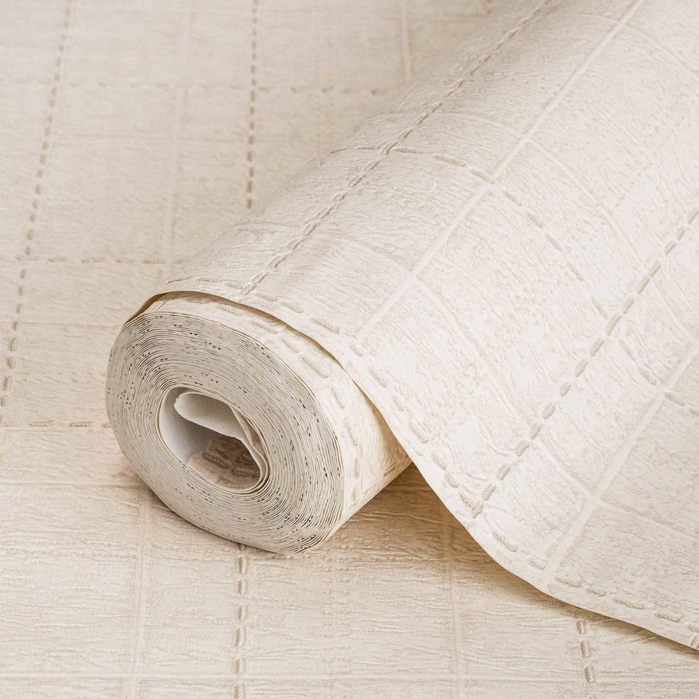 Luxury Beige Geometric Textured Wallpaper, Premium Non-Woven Wall Covering, 41.7"W x 398"H, Washable Removable for Living Roo
