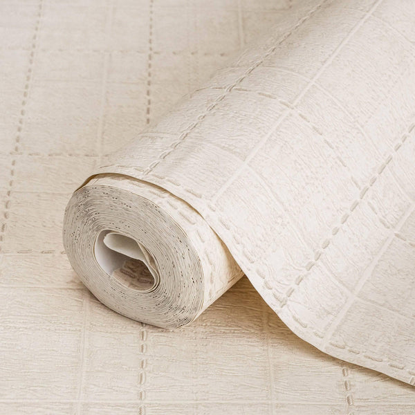 Luxury Beige Geometric Textured Wallpaper, Premium Non-Woven Wall Covering, 41.7"W x 398"H, Washable Removable for Living Roo