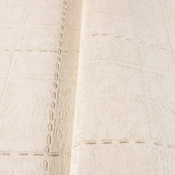 Luxury Beige Geometric Textured Wallpaper, Premium Non-Woven Wall Covering, 41.7"W x 398"H, Washable Removable for Living Roo