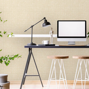 Luxury Beige Geometric Textured Wallpaper, Premium Non-Woven Wall Covering, 41.7"W x 398"H, Washable Removable for Living Roo