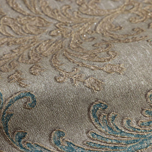 Luxury Blue Damask Embossed 3D Embossed Wallpaper, Mediterranean Non-Woven Wall Covering, 41.7"W x 398"H, Washable Removable 