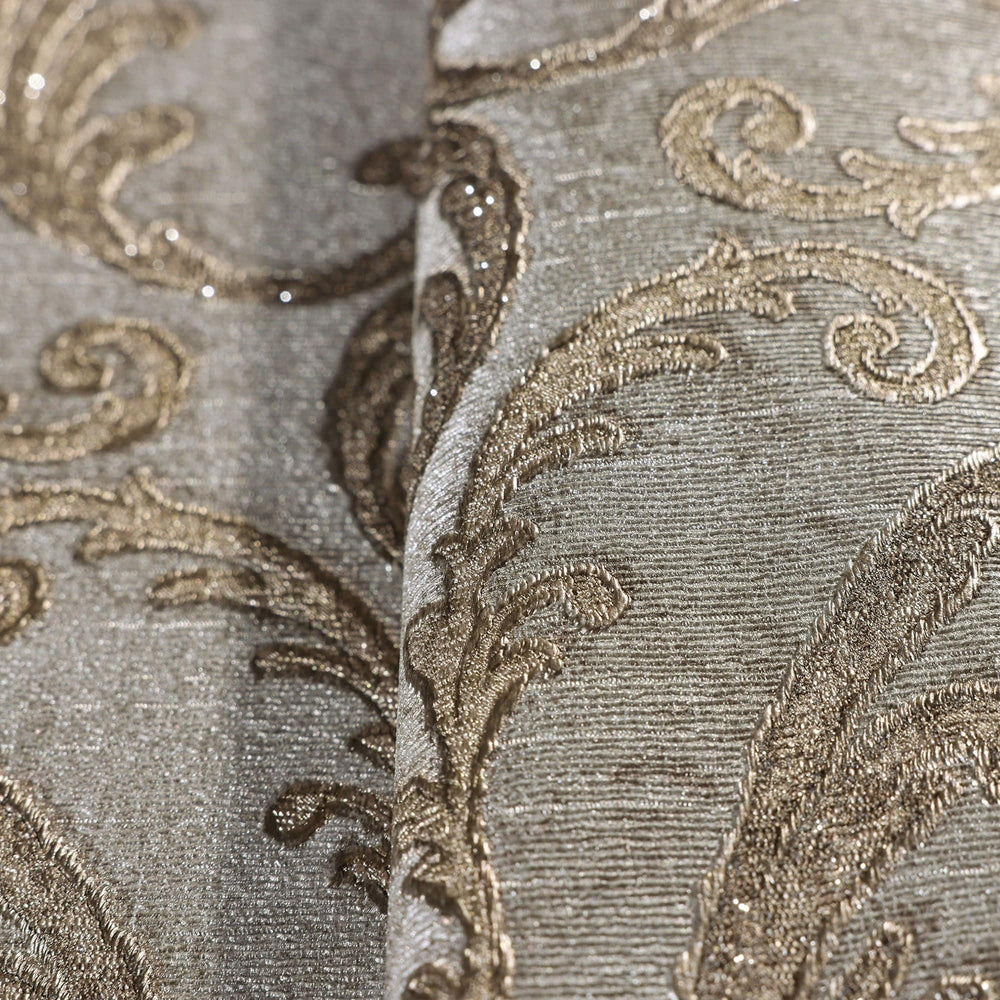 Luxury Brown Damask Embossed 3D Embossed Wallpaper, Country Non-Woven Wall Covering, 41.7"W x 398"H, Washable Removable for L