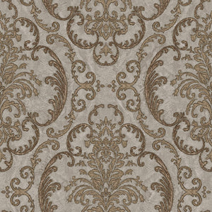 Luxury Brown Damask Embossed 3D Embossed Wallpaper, Country Non-Woven Wall Covering, 41.7"W x 398"H, Washable Removable for L