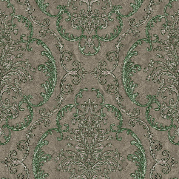 Luxury Brown Damask Embossed 3D Embossed Wallpaper, Boho Non-Woven Wall Covering, 41.7"W x 398"H, Washable Removable for Livi