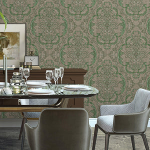 Luxury Brown Damask Embossed 3D Embossed Wallpaper, Boho Non-Woven Wall Covering, 41.7"W x 398"H, Washable Removable for Livi