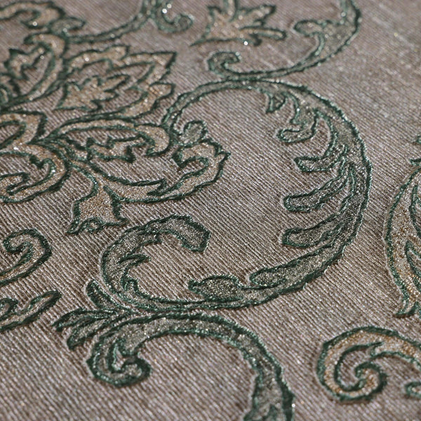 Luxury Brown Damask Embossed 3D Embossed Wallpaper, Boho Non-Woven Wall Covering, 41.7"W x 398"H, Washable Removable for Livi