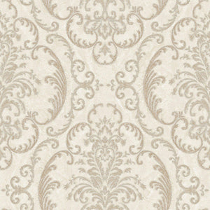Luxury Cream Damask Embossed 3D Embossed Wallpaper, Boho Non-Woven Wall Covering, 41.7"W x 398"H, Washable Removable for Livi