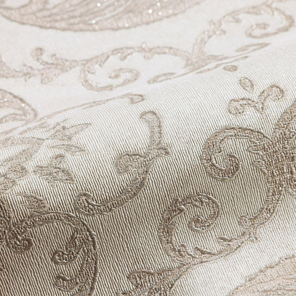 Luxury Cream Damask Embossed 3D Embossed Wallpaper, Boho Non-Woven Wall Covering, 41.7"W x 398"H, Washable Removable for Livi