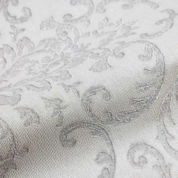 Luxury White Damask Embossed 3D Embossed Wallpaper, Mediterranean Non-Woven Wall Covering, 41.7"W x 398"H, Washable Removable