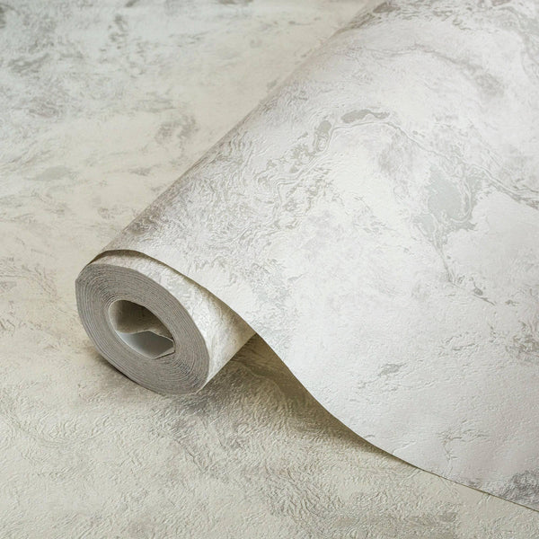 Luxury Ivory Metallic Marble Textured Wallpaper, Coastal Non-Woven Wall Covering, 41.7"W x 398"H, Washable Removable for Livi