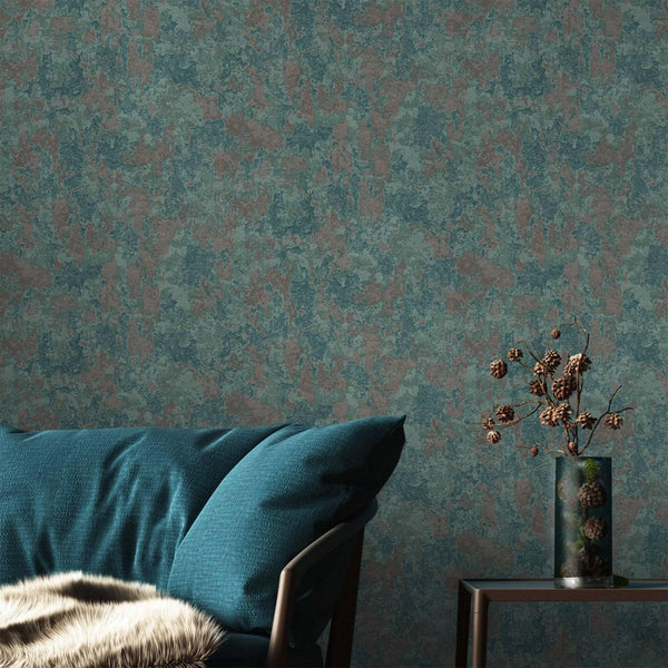 Luxury Blue Distressed Metallic 3D Embossed Wallpaper, Coastal Non-Woven Wall Covering, 41.7"W x 614"H, Washable Removable fo