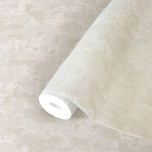 Luxury Cream Distressed Metallic 3D Embossed Wallpaper, Industrial Non-Woven Wall Covering, 41.7"W x 614"H, Washable Removabl