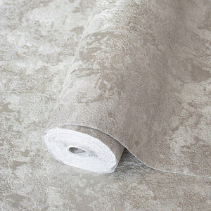 Luxury Beige Distressed Metallic 3D Embossed Wallpaper, Contemporary Non-Woven Wall Covering, 41.7"W x 614"H, Washable Remova