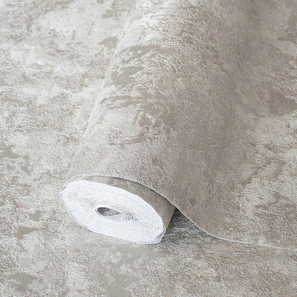 Luxury Beige Distressed Metallic 3D Embossed Wallpaper, Contemporary Non-Woven Wall Covering, 41.7"W x 614"H, Washable Remova