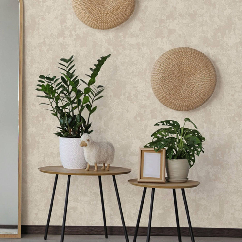 Luxury Beige Abstract Distressed 3D Embossed Wallpaper, Boho Non-Woven Wall Covering, 41.7"W x 614"H, Washable Removable for 