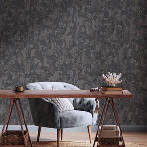 Luxury Black Abstract Distressed 3D Embossed Wallpaper, Contemporary Non-Woven Wall Covering, 41.7"W x 614"H, Washable Remova