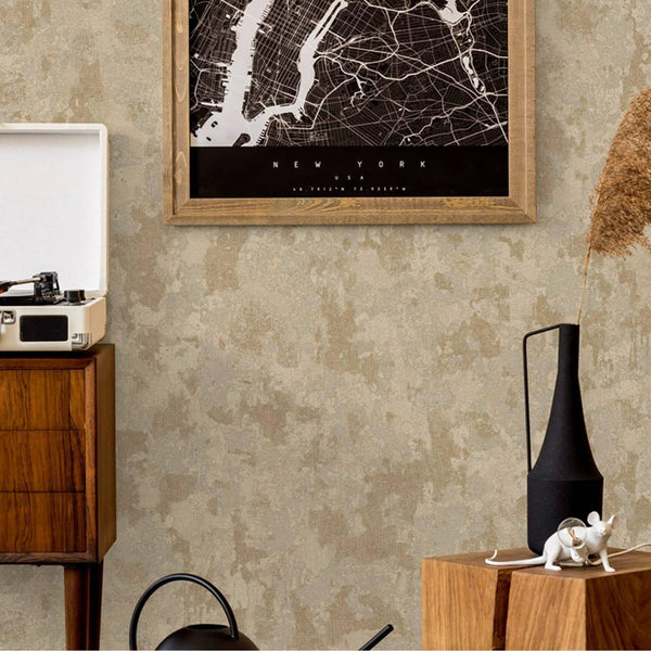 Luxury Beige Abstract Distressed 3D Embossed Wallpaper, Rustic Non-Woven Wall Covering, 41.7"W x 614"H, Washable Removable fo