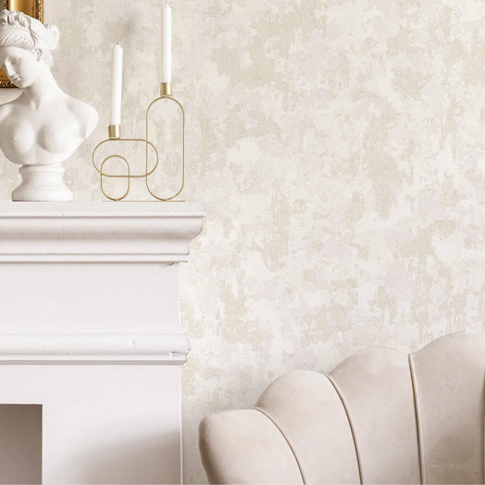 Luxury Cream Abstract Distressed 3D Embossed Wallpaper, Coastal Non-Woven Wall Covering, 41.7"W x 614"H, Washable Removable f