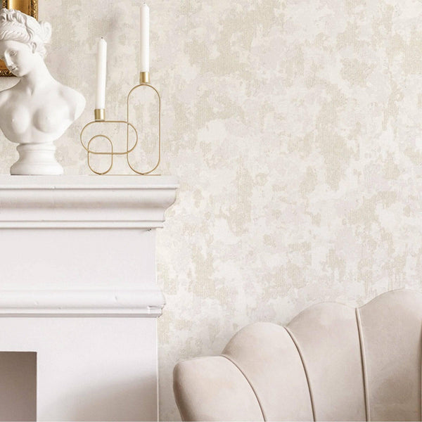 Luxury Cream Abstract Distressed 3D Embossed Wallpaper, Coastal Non-Woven Wall Covering, 41.7"W x 614"H, Washable Removable f