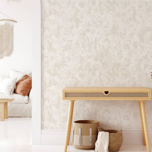 Luxury Cream Abstract Distressed 3D Embossed Wallpaper, Coastal Non-Woven Wall Covering, 41.7"W x 614"H, Washable Removable f
